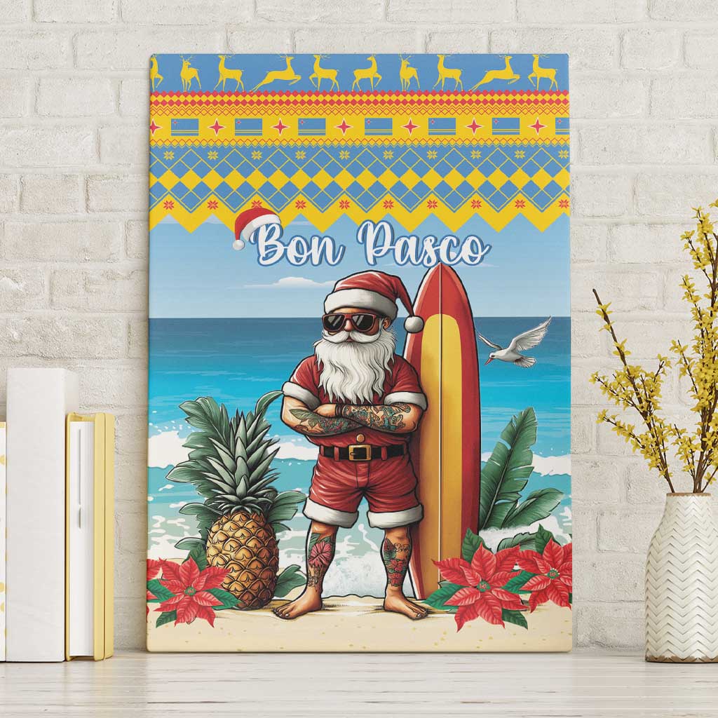 Aruba Christmas Canvas Wall Art Surfing Santa Bon Pasco - Wonder Print Shop