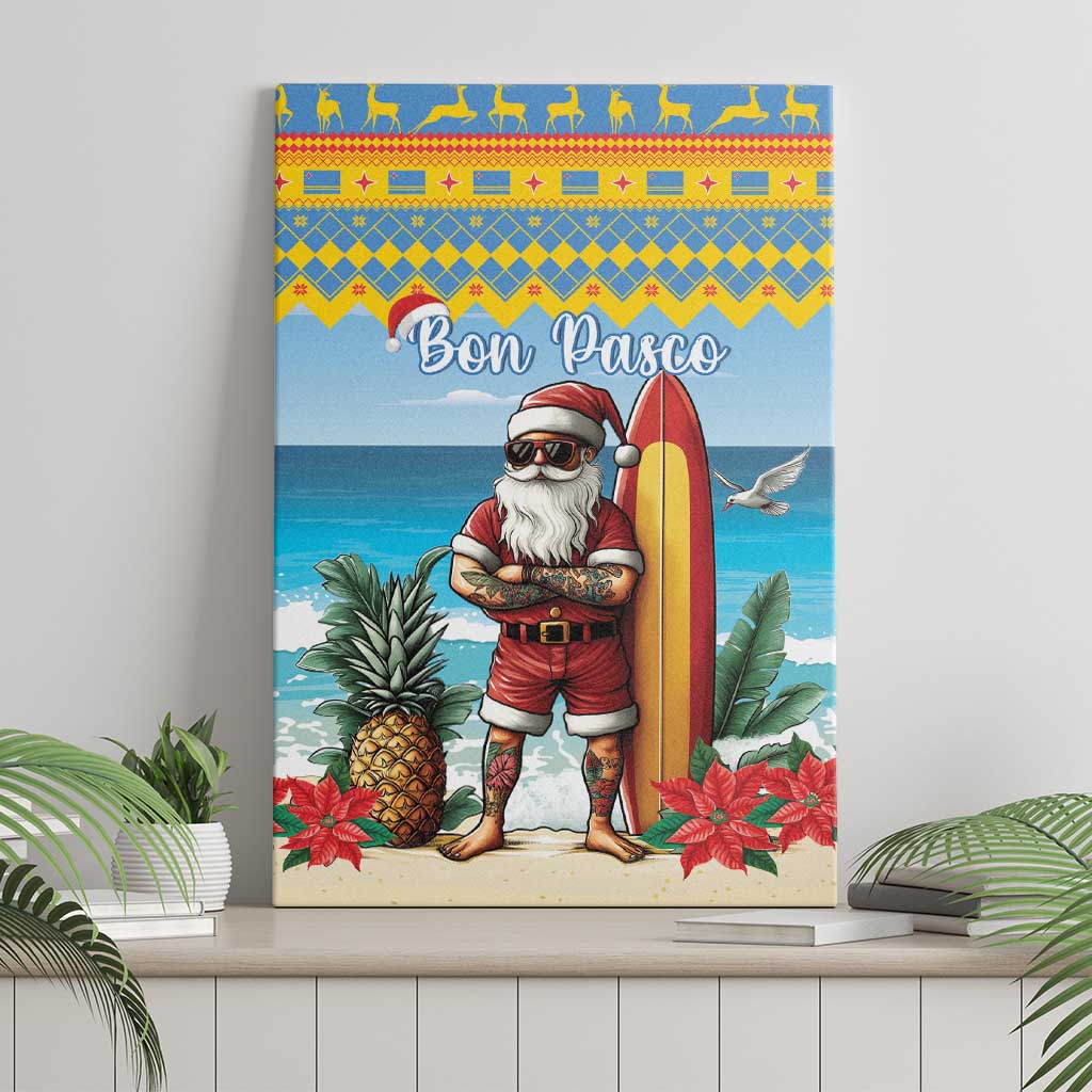 Aruba Christmas Canvas Wall Art Surfing Santa Bon Pasco - Wonder Print Shop