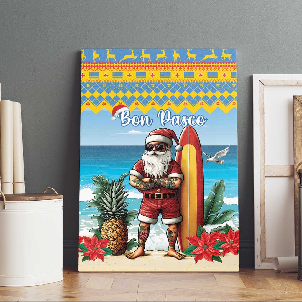 Aruba Christmas Canvas Wall Art Surfing Santa Bon Pasco - Wonder Print Shop