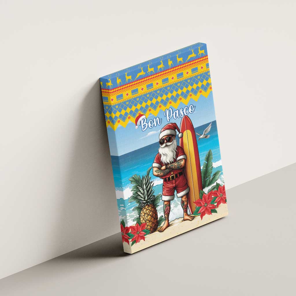 Aruba Christmas Canvas Wall Art Surfing Santa Bon Pasco - Wonder Print Shop