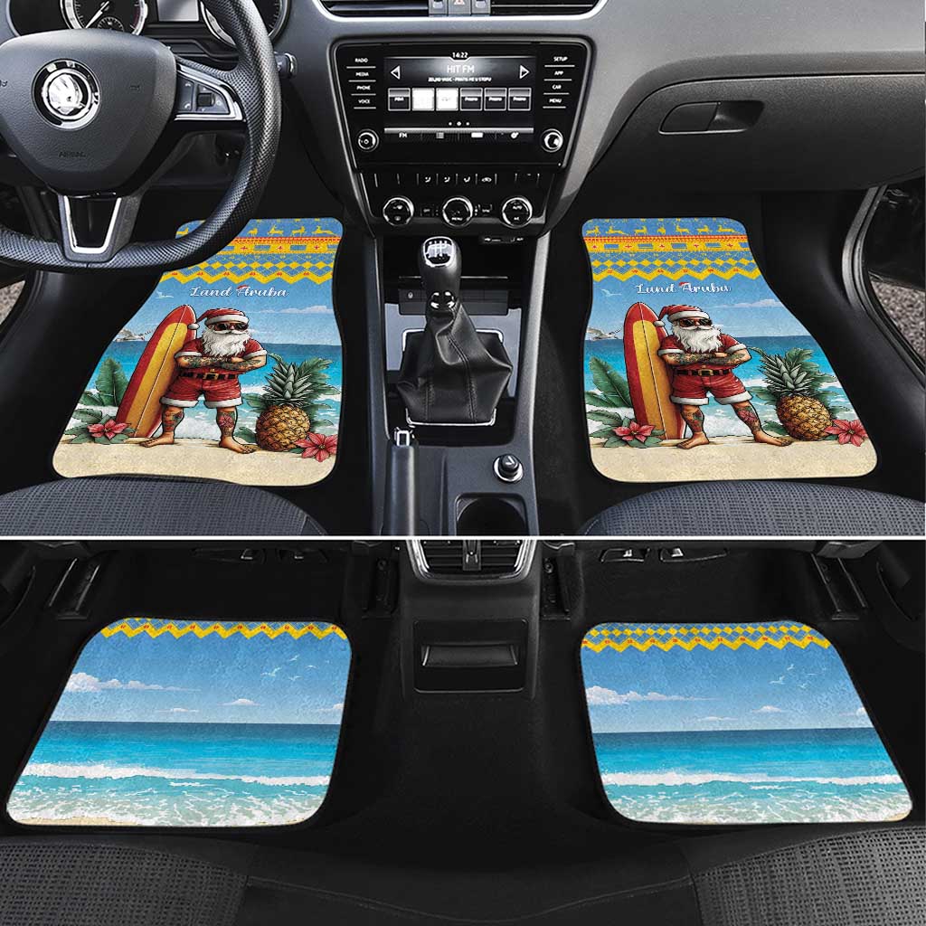 Aruba Christmas Car Mats Surfing Santa Bon Pasco - Wonder Print Shop
