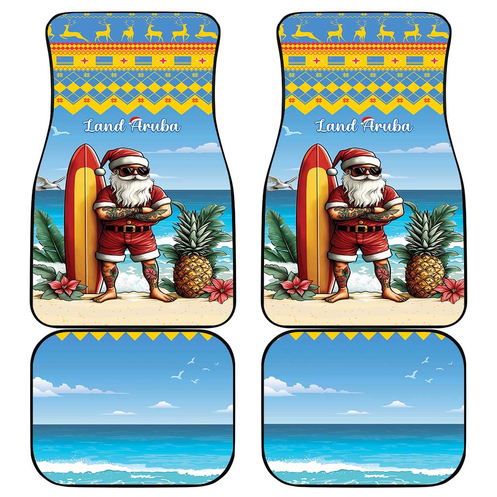Aruba Christmas Car Mats Surfing Santa Bon Pasco - Wonder Print Shop