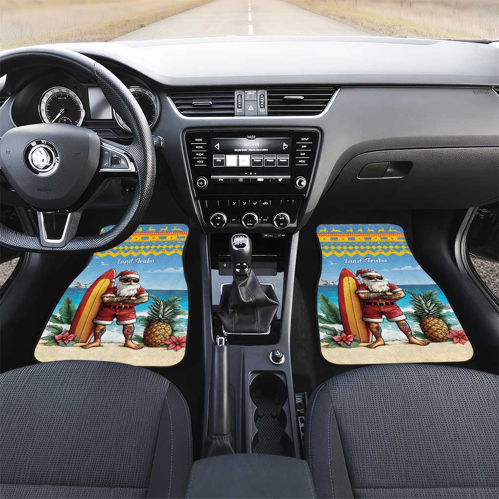 Aruba Christmas Car Mats Surfing Santa Bon Pasco - Wonder Print Shop