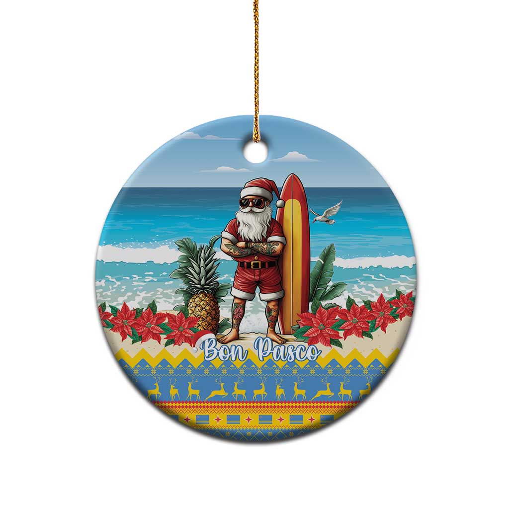 Aruba Christmas Ceramic Ornament Surfing Santa Bon Pasco - Wonder Print Shop