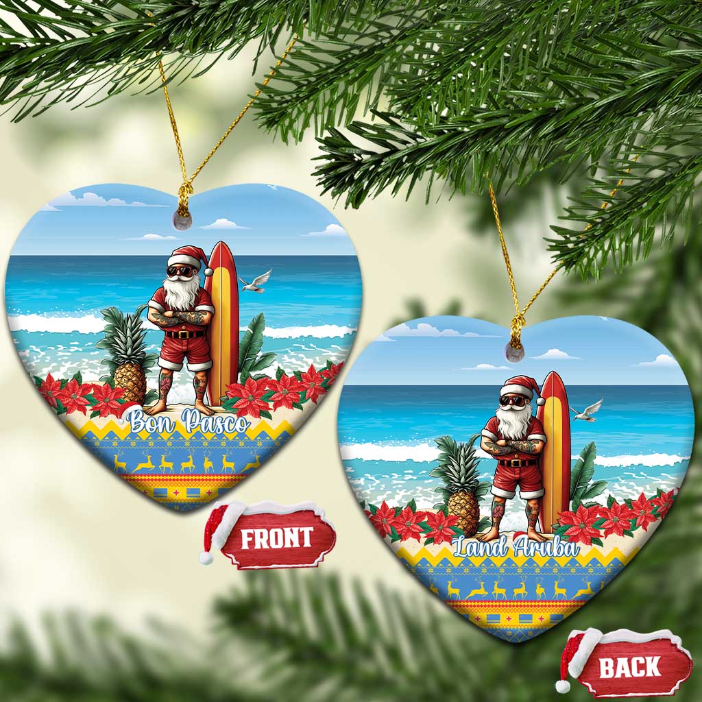 Aruba Christmas Ceramic Ornament Surfing Santa Bon Pasco - Wonder Print Shop