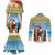 Aruba Christmas Couples Matching Mermaid Dress and Long Sleeve Button Shirt Surfing Santa Bon Pasco
