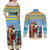 Aruba Christmas Couples Matching Off Shoulder Maxi Dress and Long Sleeve Button Shirt Surfing Santa Bon Pasco - Wonder Print Shop
