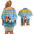Aruba Christmas Couples Matching Off Shoulder Short Dress and Hawaiian Shirt Surfing Santa Bon Pasco - Wonder Print Shop