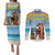 Aruba Christmas Couples Matching Puletasi and Long Sleeve Button Shirt Surfing Santa Bon Pasco - Wonder Print Shop