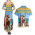 Aruba Christmas Couples Matching Summer Maxi Dress and Hawaiian Shirt Surfing Santa Bon Pasco - Wonder Print Shop