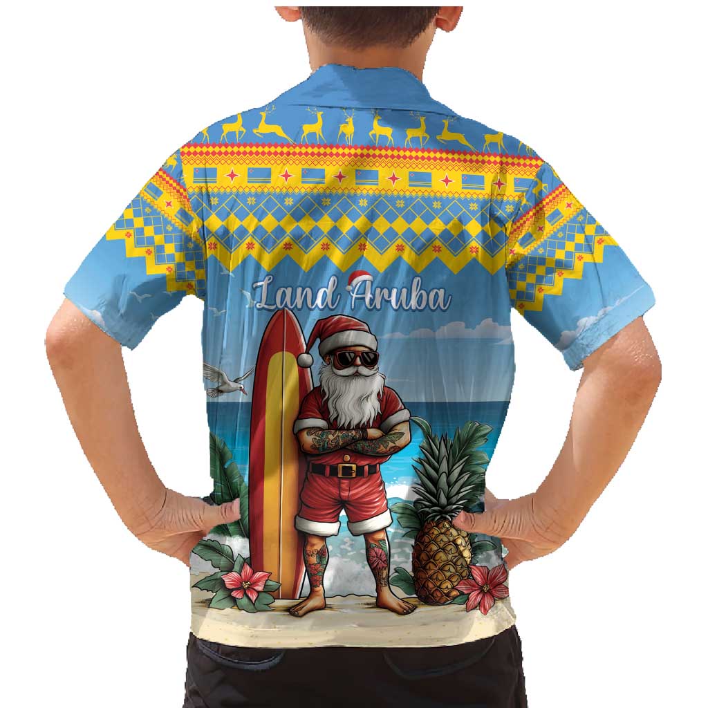 Aruba Christmas Family Matching Mermaid Dress and Hawaiian Shirt Surfing Santa Bon Pasco - Wonder Print Shop