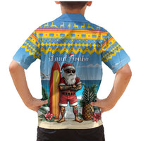 Aruba Christmas Family Matching Mermaid Dress and Hawaiian Shirt Surfing Santa Bon Pasco - Wonder Print Shop
