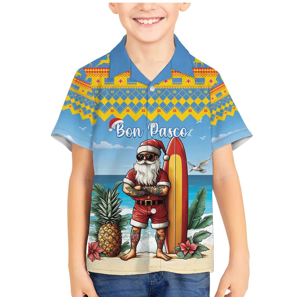 Aruba Christmas Family Matching Mermaid Dress and Hawaiian Shirt Surfing Santa Bon Pasco - Wonder Print Shop