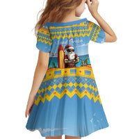 Aruba Christmas Family Matching Off The Shoulder Long Sleeve Dress and Hawaiian Shirt Surfing Santa Bon Pasco - Wonder Print Shop