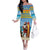 Aruba Christmas Family Matching Off The Shoulder Long Sleeve Dress and Hawaiian Shirt Surfing Santa Bon Pasco - Wonder Print Shop