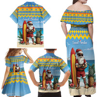 Aruba Christmas Family Matching Off Shoulder Maxi Dress and Hawaiian Shirt Surfing Santa Bon Pasco - Wonder Print Shop
