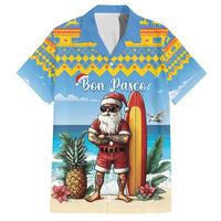 Aruba Christmas Family Matching Off Shoulder Maxi Dress and Hawaiian Shirt Surfing Santa Bon Pasco - Wonder Print Shop