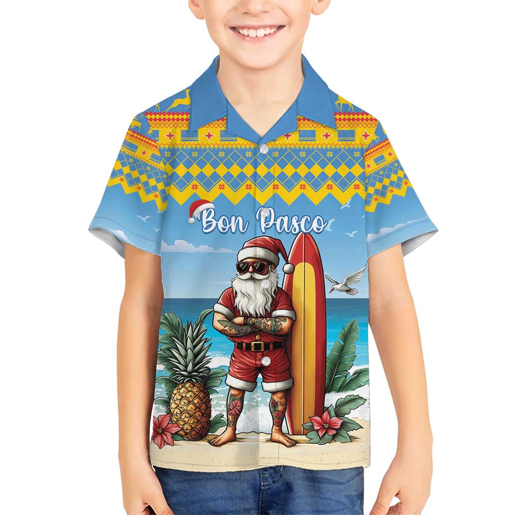 Aruba Christmas Family Matching Puletasi and Hawaiian Shirt Surfing Santa Bon Pasco - Wonder Print Shop