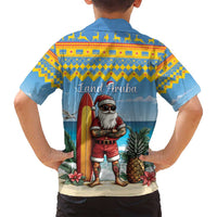 Aruba Christmas Family Matching Summer Maxi Dress and Hawaiian Shirt Surfing Santa Bon Pasco - Wonder Print Shop