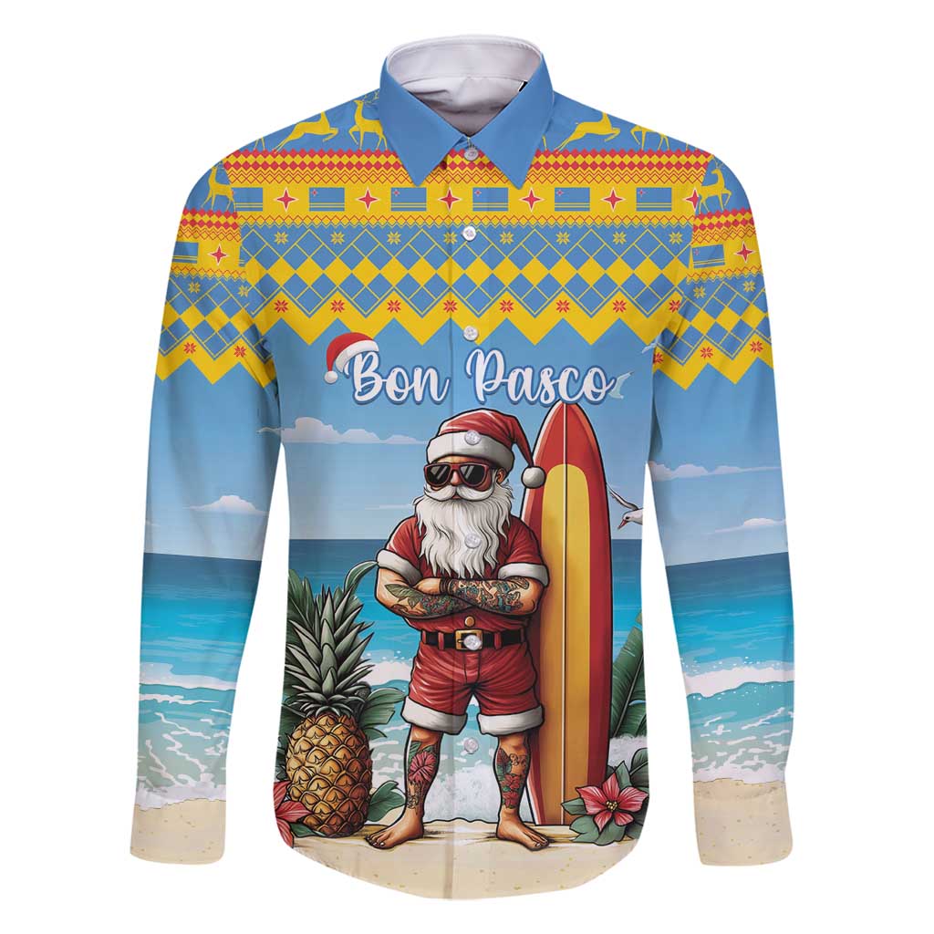 Aruba Christmas Family Matching Summer Maxi Dress and Hawaiian Shirt Surfing Santa Bon Pasco - Wonder Print Shop