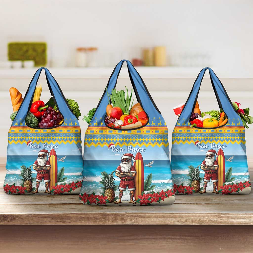 Aruba Christmas Grocery Bag Surfing Santa Bon Pasco