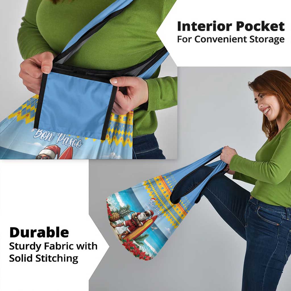 Aruba Christmas Grocery Bag Surfing Santa Bon Pasco