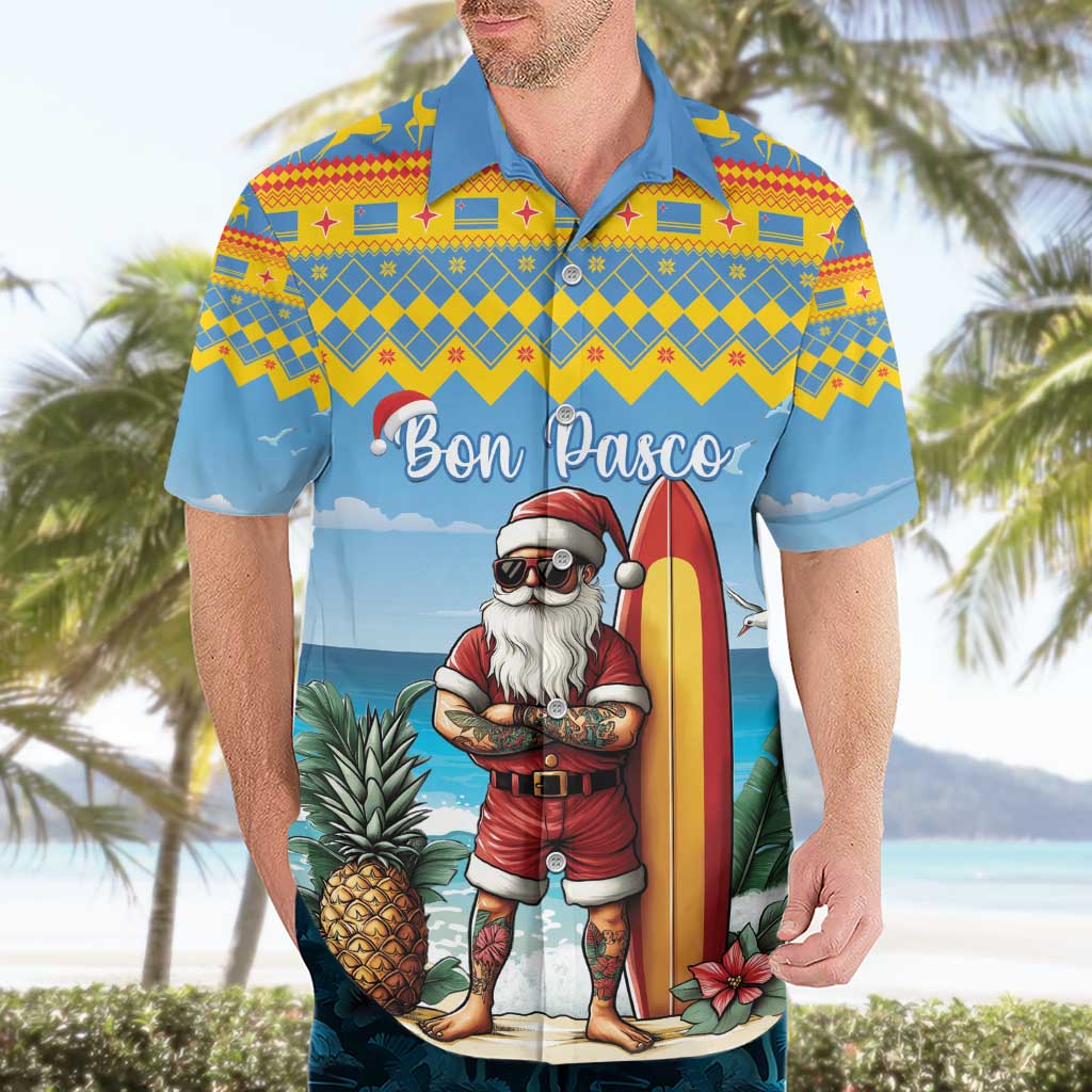 Aruba Christmas Hawaiian Shirt Surfing Santa Bon Pasco - Wonder Print Shop