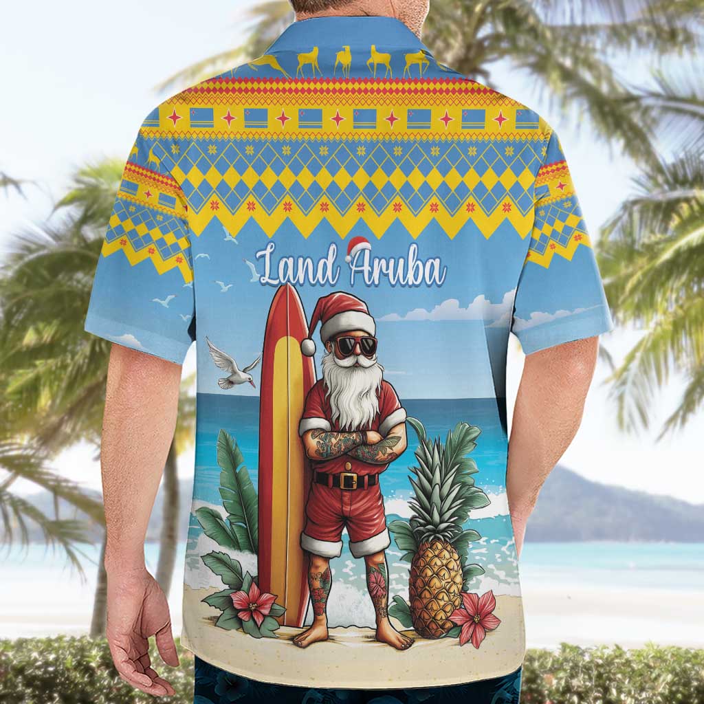 Aruba Christmas Hawaiian Shirt Surfing Santa Bon Pasco - Wonder Print Shop