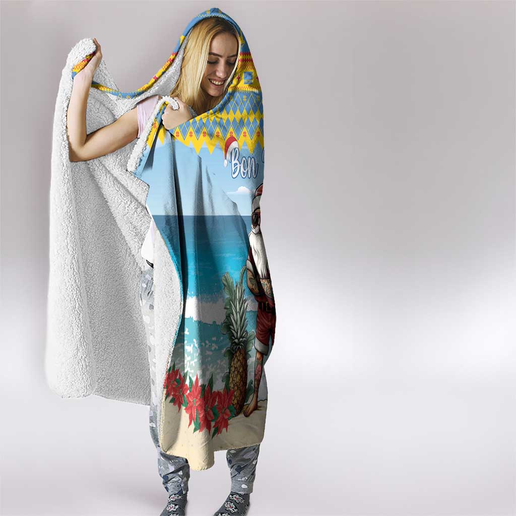 Aruba Christmas Hooded Blanket Surfing Santa Bon Pasco