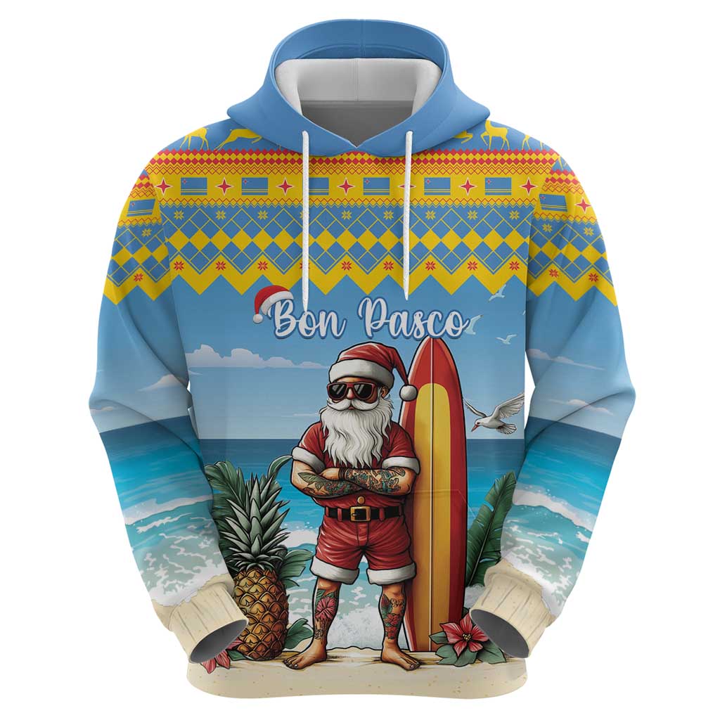Aruba Christmas Hoodie Surfing Santa Bon Pasco - Wonder Print Shop