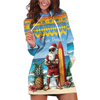Aruba Christmas Hoodie Dress Surfing Santa Bon Pasco - Wonder Print Shop