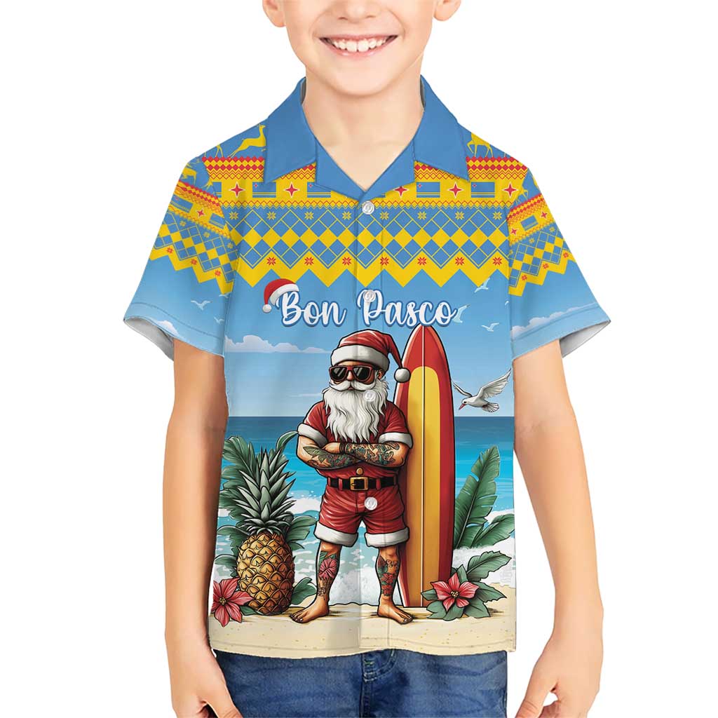 Aruba Christmas Kid Hawaiian Shirt Surfing Santa Bon Pasco - Wonder Print Shop