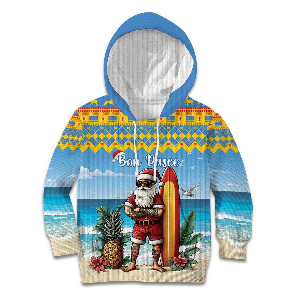 Aruba Christmas Kid Hoodie Surfing Santa Bon Pasco - Wonder Print Shop