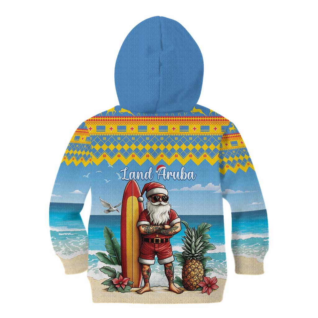 Aruba Christmas Kid Hoodie Surfing Santa Bon Pasco - Wonder Print Shop
