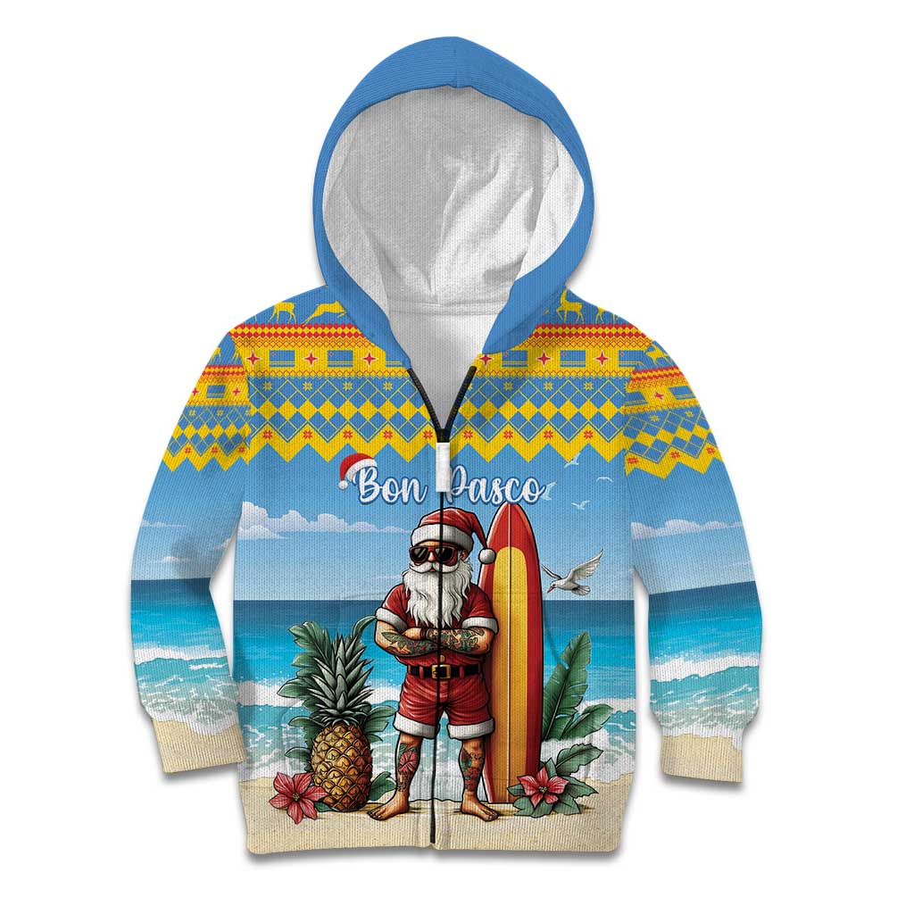 Aruba Christmas Kid Hoodie Surfing Santa Bon Pasco - Wonder Print Shop