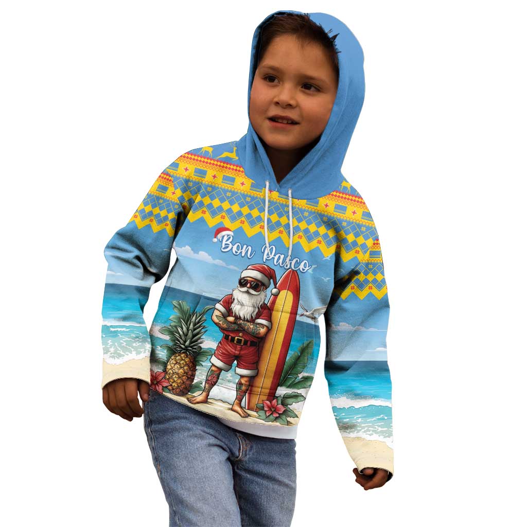 Aruba Christmas Kid Hoodie Surfing Santa Bon Pasco - Wonder Print Shop