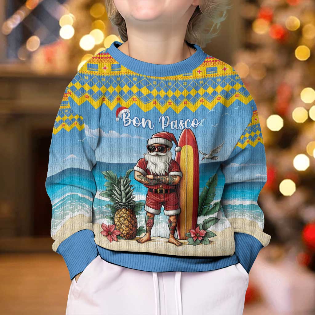 Aruba Christmas Kid Ugly Christmas Sweater Surfing Santa Bon Pasco - Wonder Print Shop