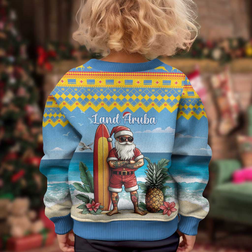Aruba Christmas Kid Ugly Christmas Sweater Surfing Santa Bon Pasco - Wonder Print Shop