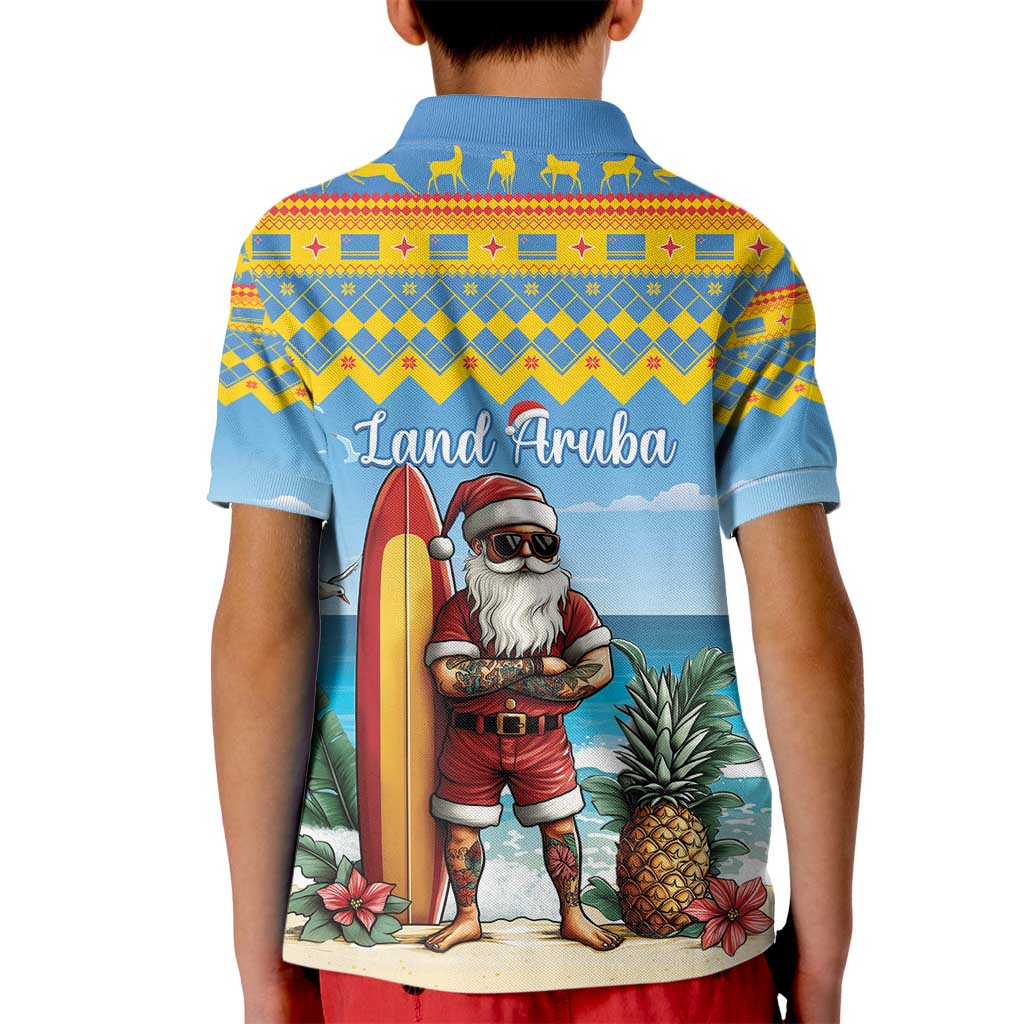 Aruba Christmas Kid Polo Shirt Surfing Santa Bon Pasco - Wonder Print Shop