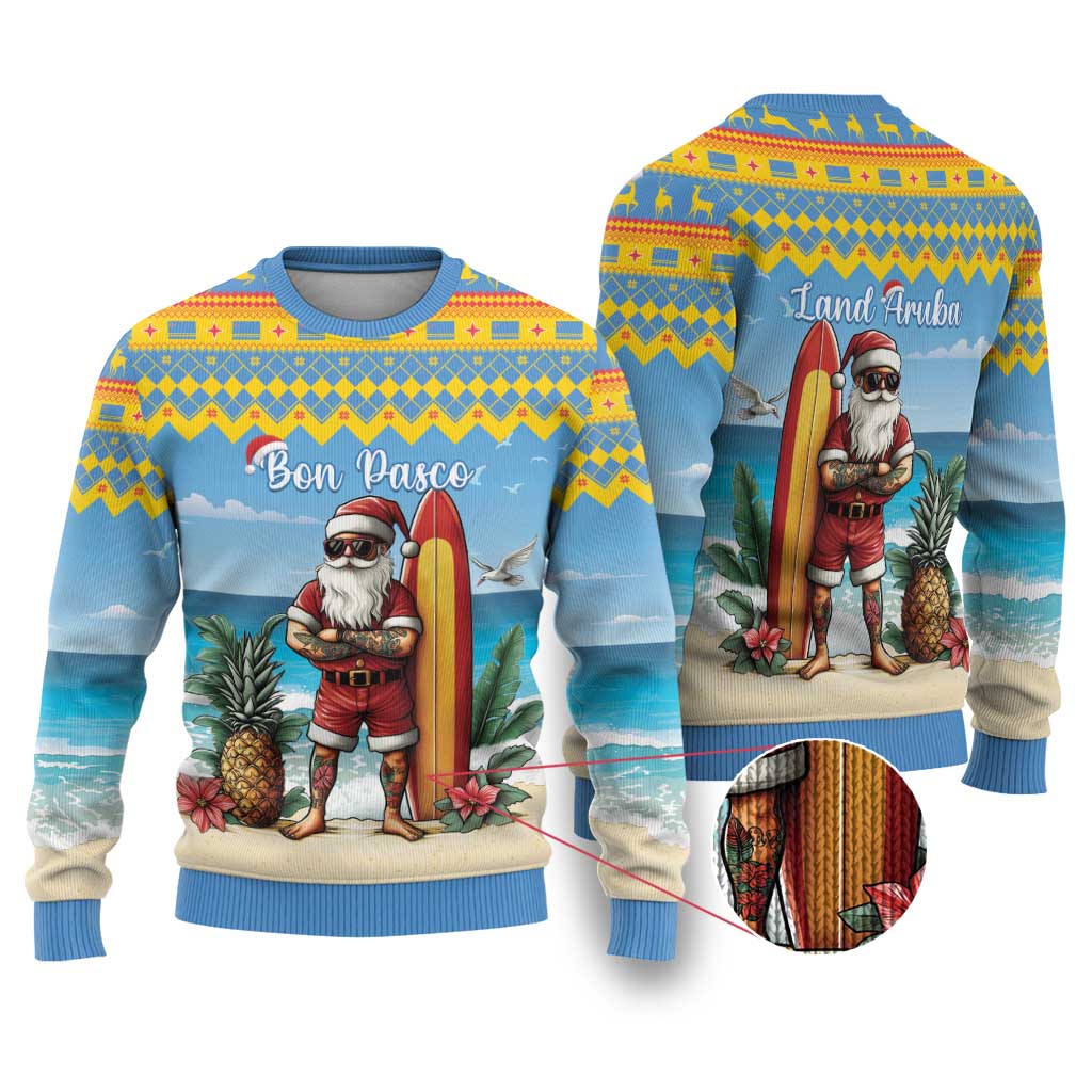 Aruba Christmas Ugly Christmas Sweater Surfing Santa Bon Pasco - Wonder Print Shop