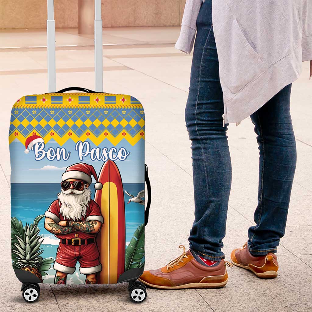 Aruba Christmas Luggage Cover Surfing Santa Bon Pasco - Wonder Print Shop