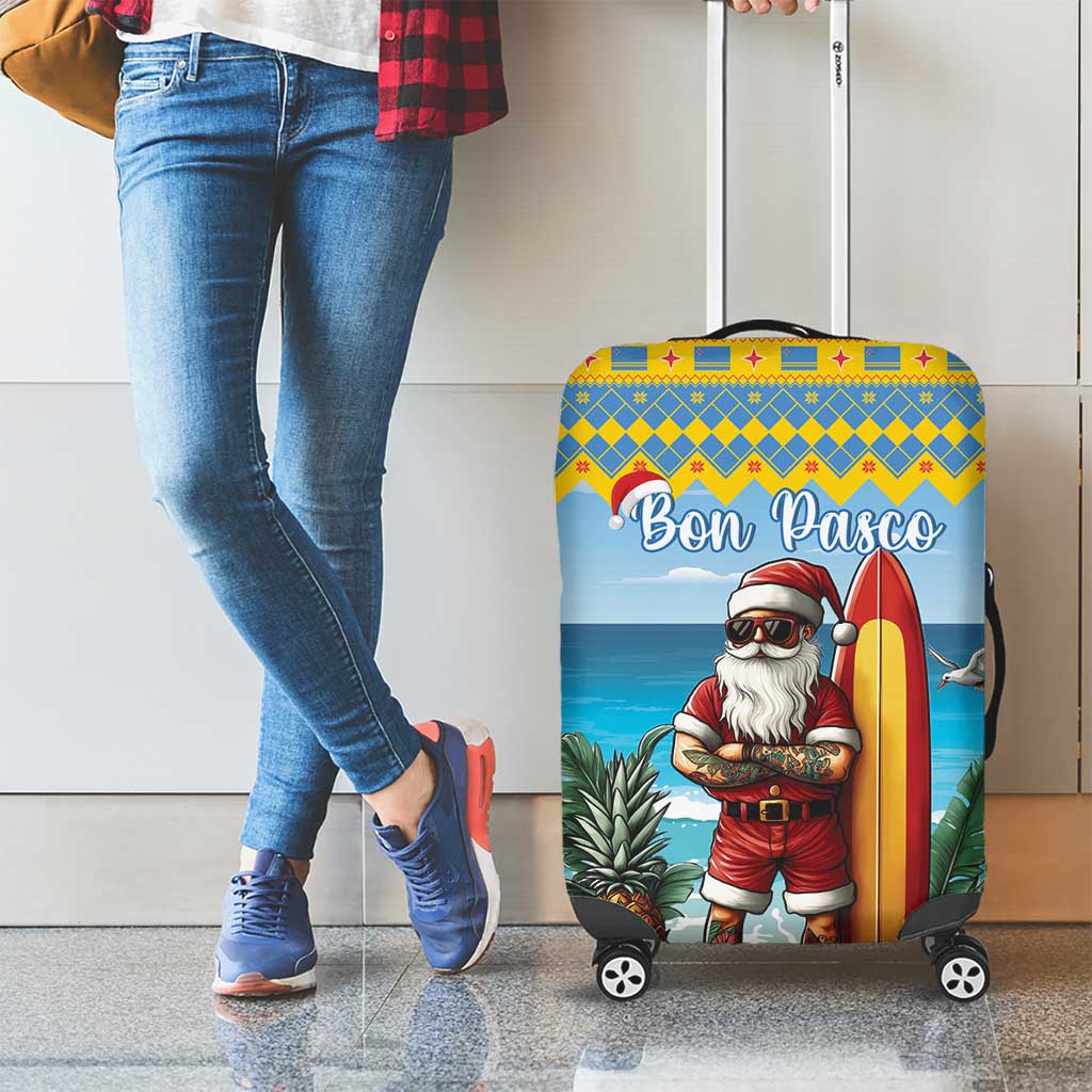 Aruba Christmas Luggage Cover Surfing Santa Bon Pasco - Wonder Print Shop