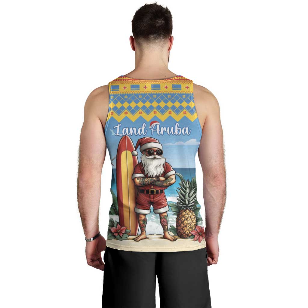 Aruba Christmas Men Tank Top Surfing Santa Bon Pasco - Wonder Print Shop