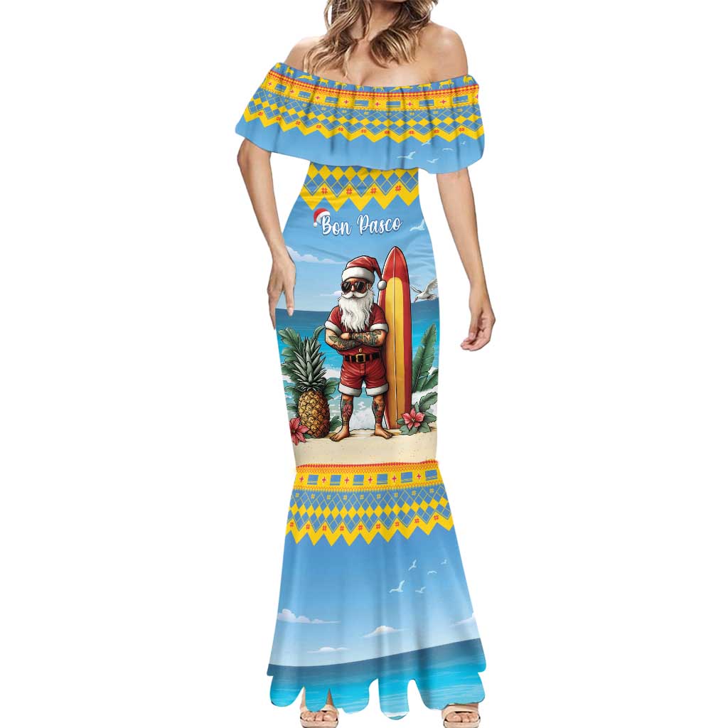 Aruba Christmas Mermaid Dress Surfing Santa Bon Pasco - Wonder Print Shop