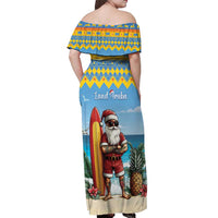 Aruba Christmas Off Shoulder Maxi Dress Surfing Santa Bon Pasco - Wonder Print Shop
