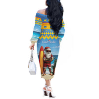 Aruba Christmas Off The Shoulder Long Sleeve Dress Surfing Santa Bon Pasco - Wonder Print Shop