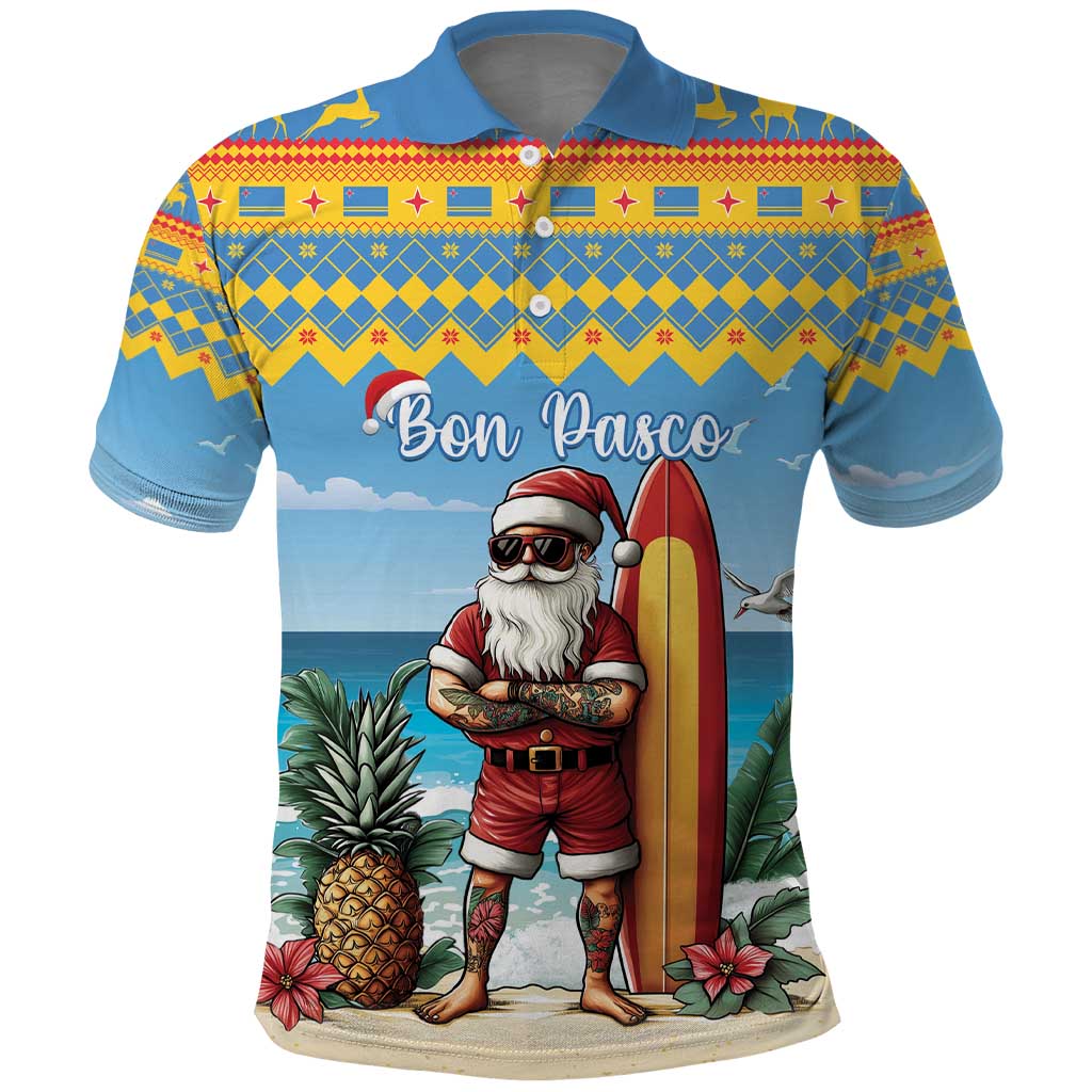 Aruba Christmas Polo Shirt Surfing Santa Bon Pasco - Wonder Print Shop