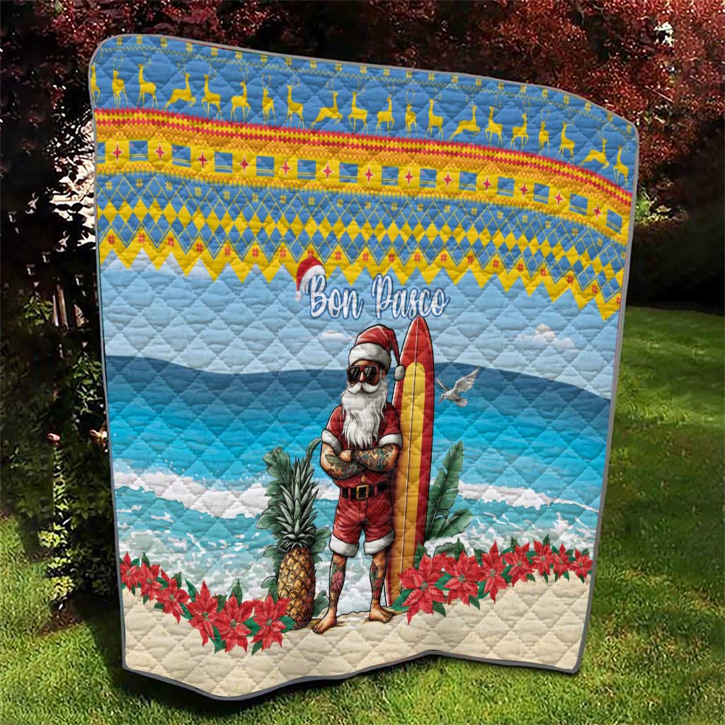 Aruba Christmas Quilt Surfing Santa Bon Pasco - Wonder Print Shop