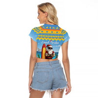 Aruba Christmas Raglan Cropped T Shirt Surfing Santa Bon Pasco - Wonder Print Shop