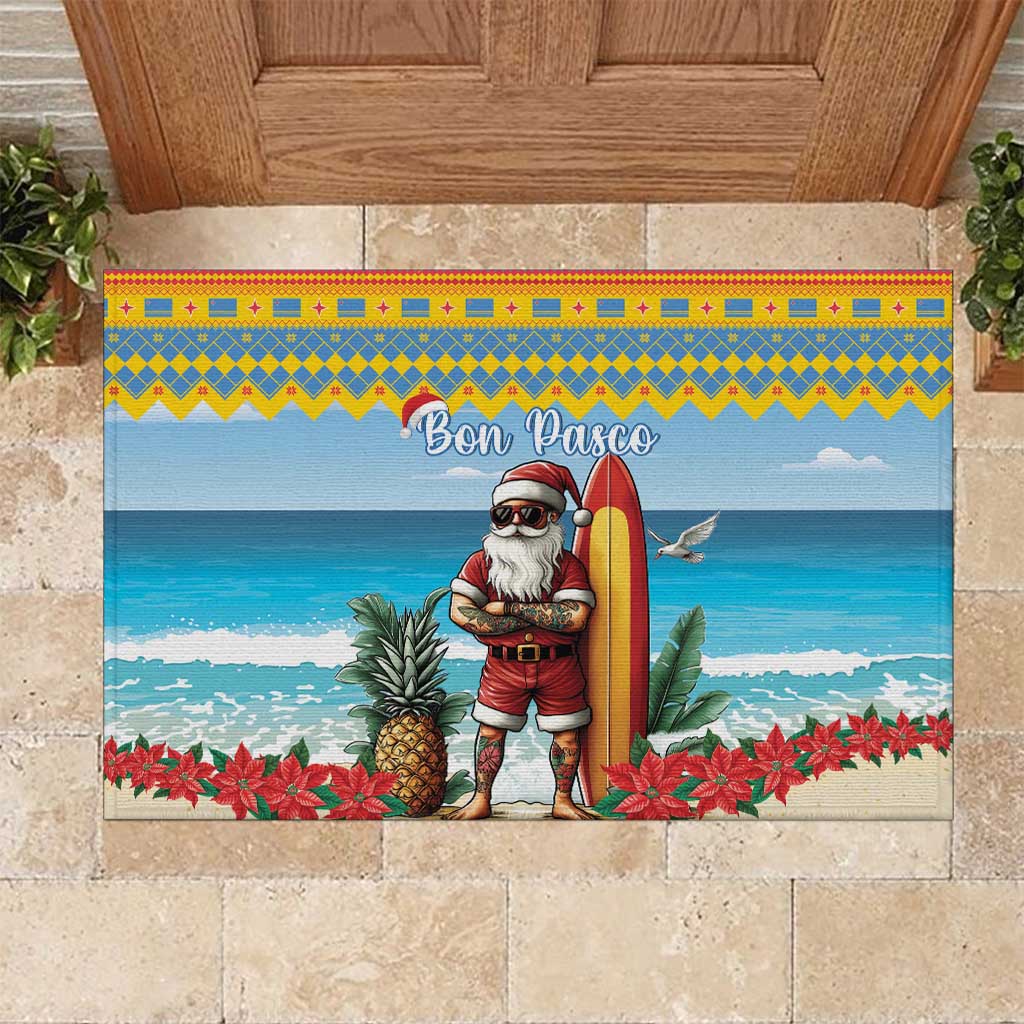 Aruba Christmas Rubber Doormat Surfing Santa Bon Pasco - Wonder Print Shop